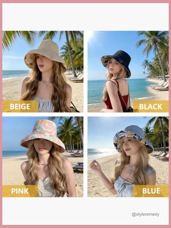 Women\'s Reversible Wide Brim Bucket Hat with Chin Strap main image 6